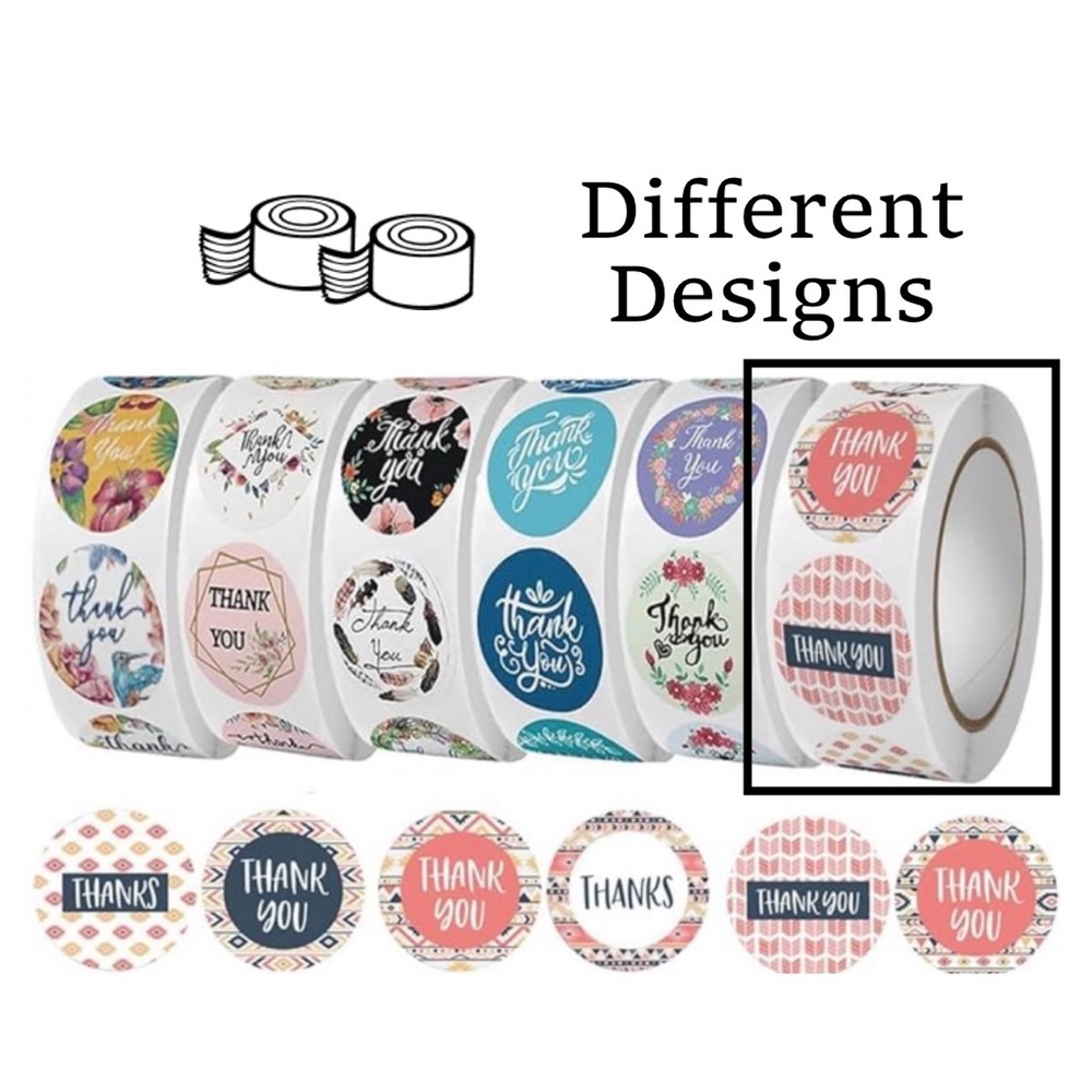 Thank You Sticker Roll (500) Various